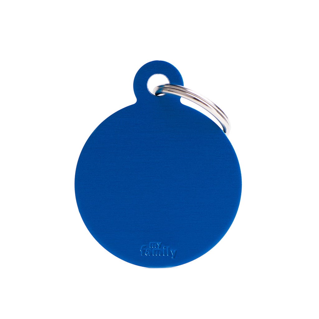 Medaglietta Per Cani E Gatti Personalizzata Cerchio In Alluminio Blu Taglia Grande