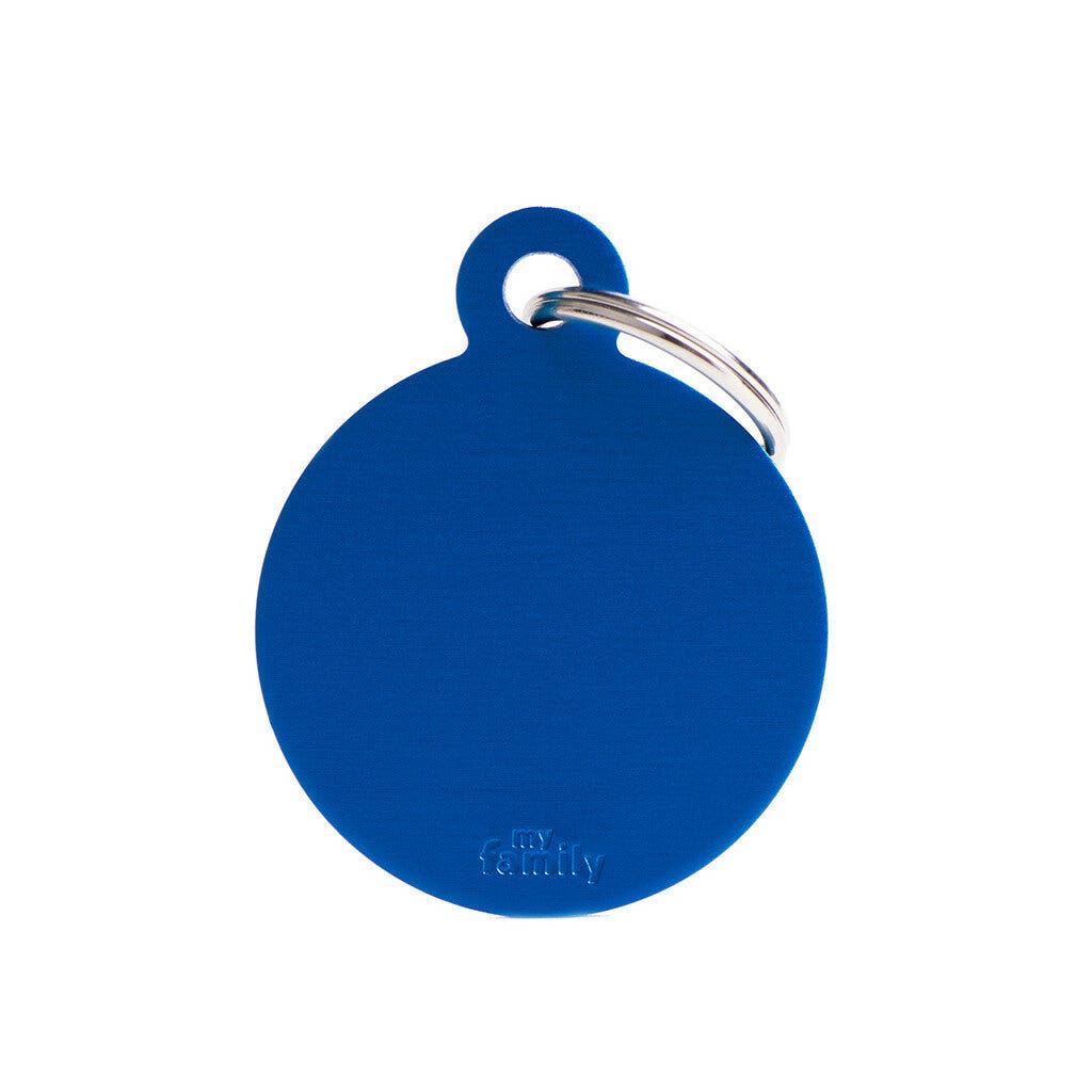 Medaglietta Per Cani E Gatti Personalizzata Cerchio In Alluminio Blu Taglia Grande