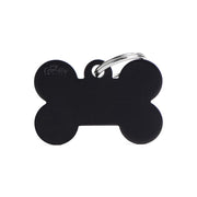 Medaglietta Per Cani E Gatti Personalizzata Osso In Alluminio Nero Taglia Grande