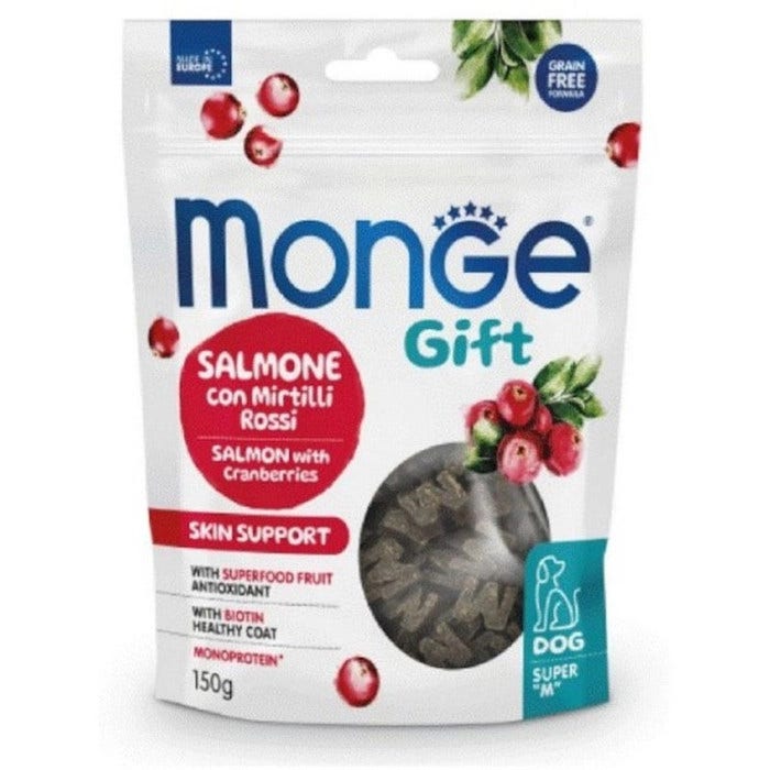 Monge Snack Super M Skin Support para perros adultos: salmón con arándanos rojos, 150 g