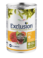 Exclusion Mediterraneo Monoproteína Grano Noble Húmedo De Ternera Para Perros Lata 400gr-1