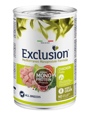 Exclusion Mediterraneo Monoprotein Noble Grain Comida húmeda de pollo para perros, lata de 400 g
