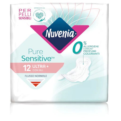 Nuvenia Pure Sensitive Compresas Ultra para el día, 12 unidades