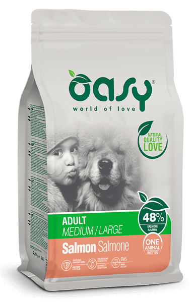 Oasy Dry Monoproteico Crocchette Al Salmone Per Cani Taglia Media/Grande Sacco 12kg