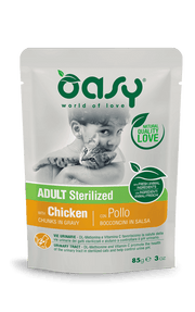 Oasy Wet Chicken Nuggets Para Gatos Adultos Esterilizados Bolsa 85g-1