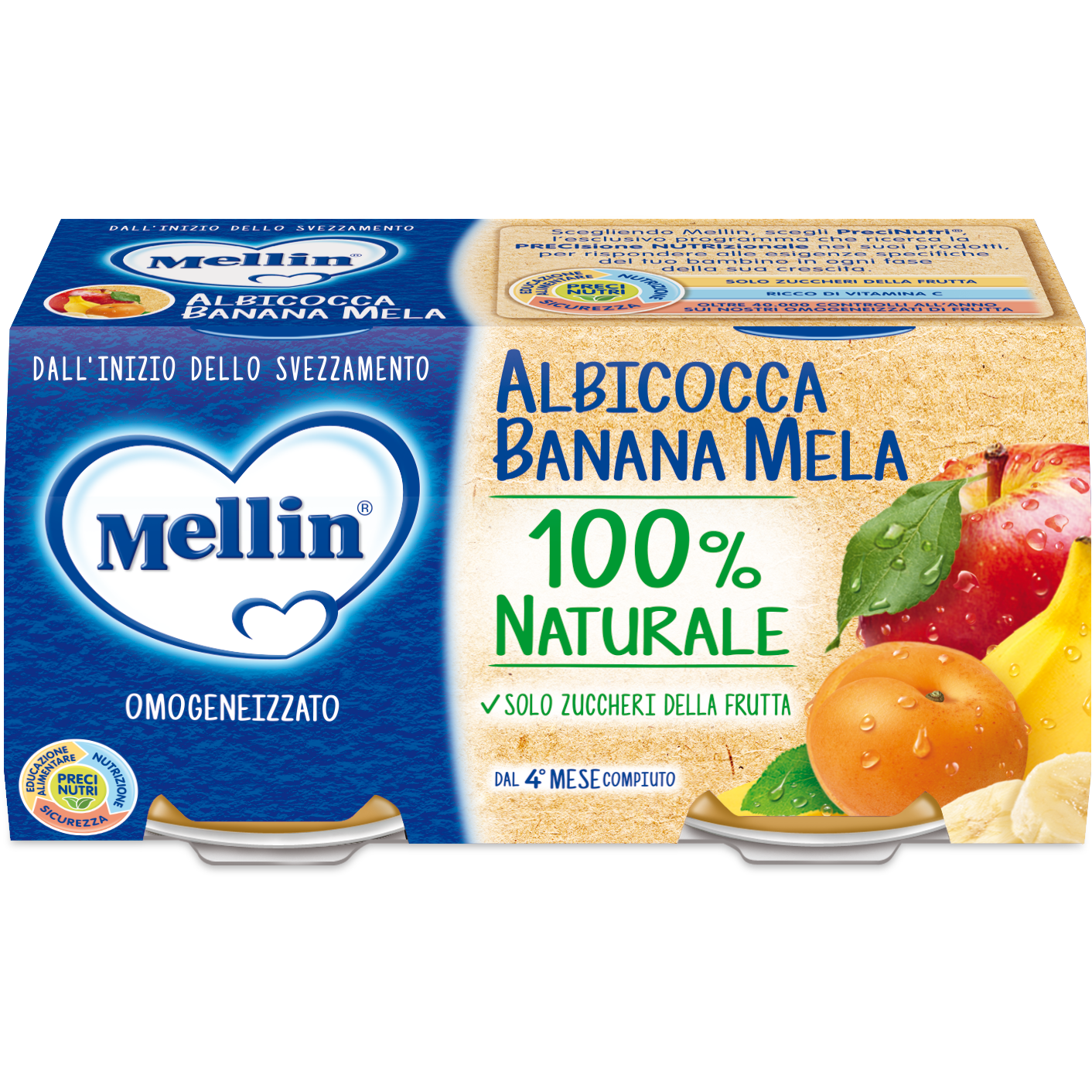 Mellin Omogeneizzato Albicocca Banana Mela 2x100g-2