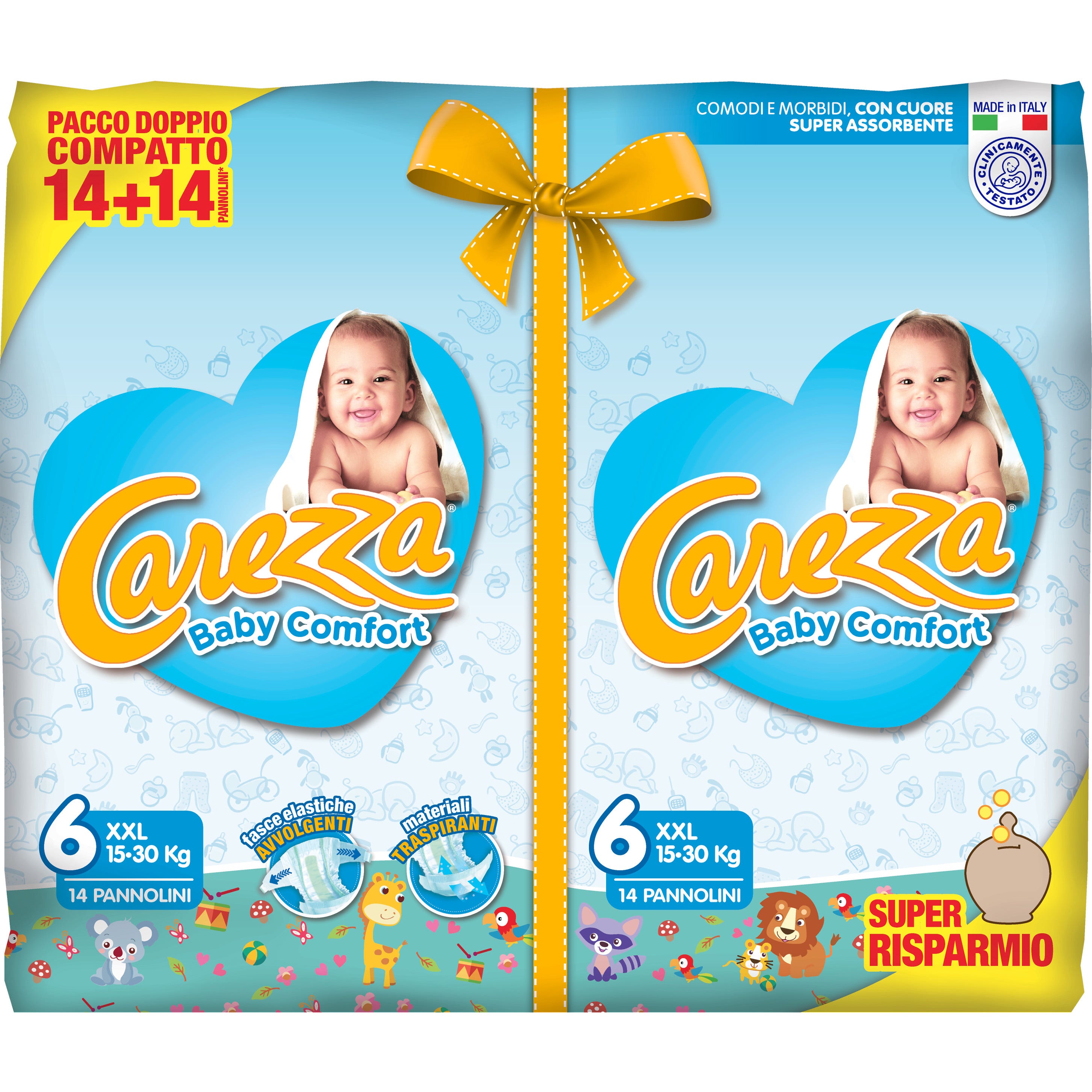Pañales Carezza Baby Comfort XXL 15-30 kg, 28 unidades
