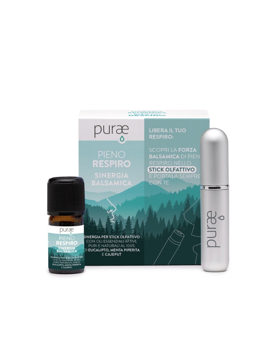 Purae Pieno Respiro Kit de sinergia balsámica para inhalación + Stick olfativo