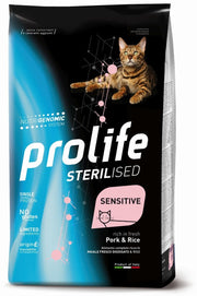 Prolife Sterilised Sensitive Maiale Fresco E Riso Cibo Secco Gatti Adulti 1,5kg