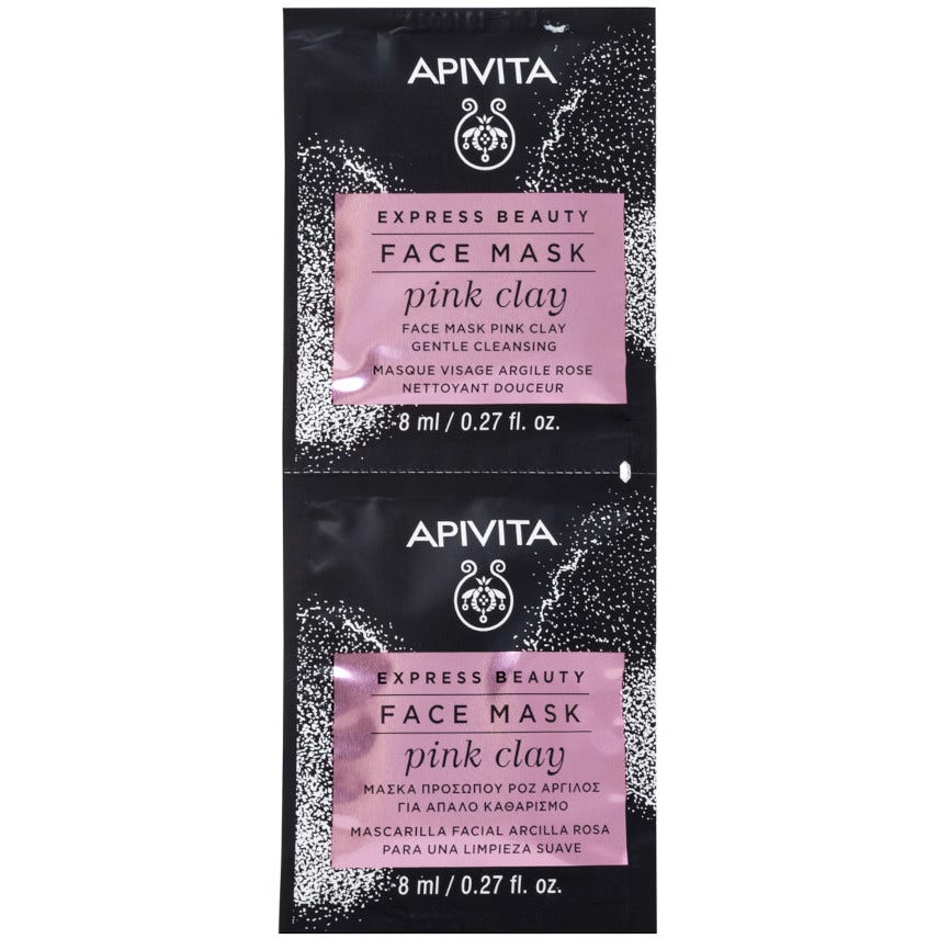 Apivita Express Beauty Mascarilla Limpiadora Arcilla Rosa 2x8ml-2