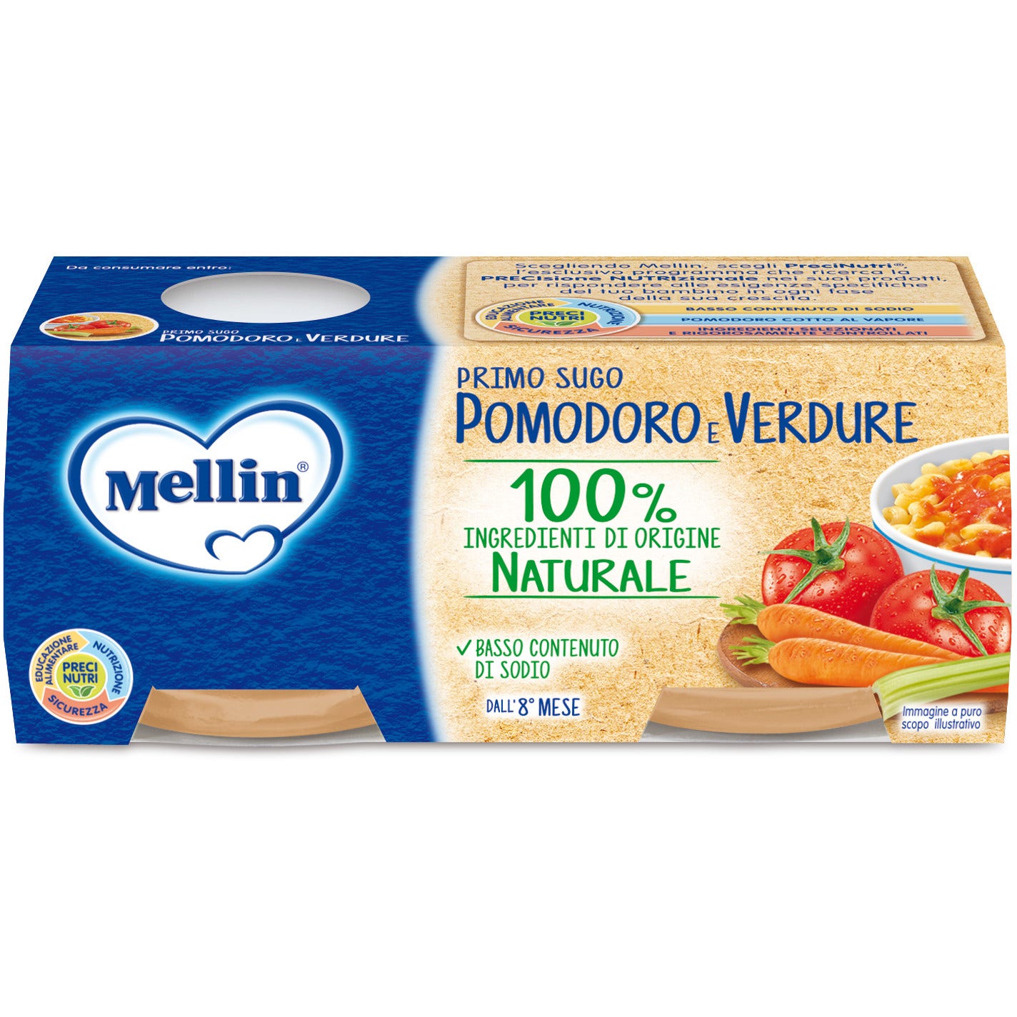 Mellin Primo Salsa Tomate Verduras 8M + 2x80g-2
