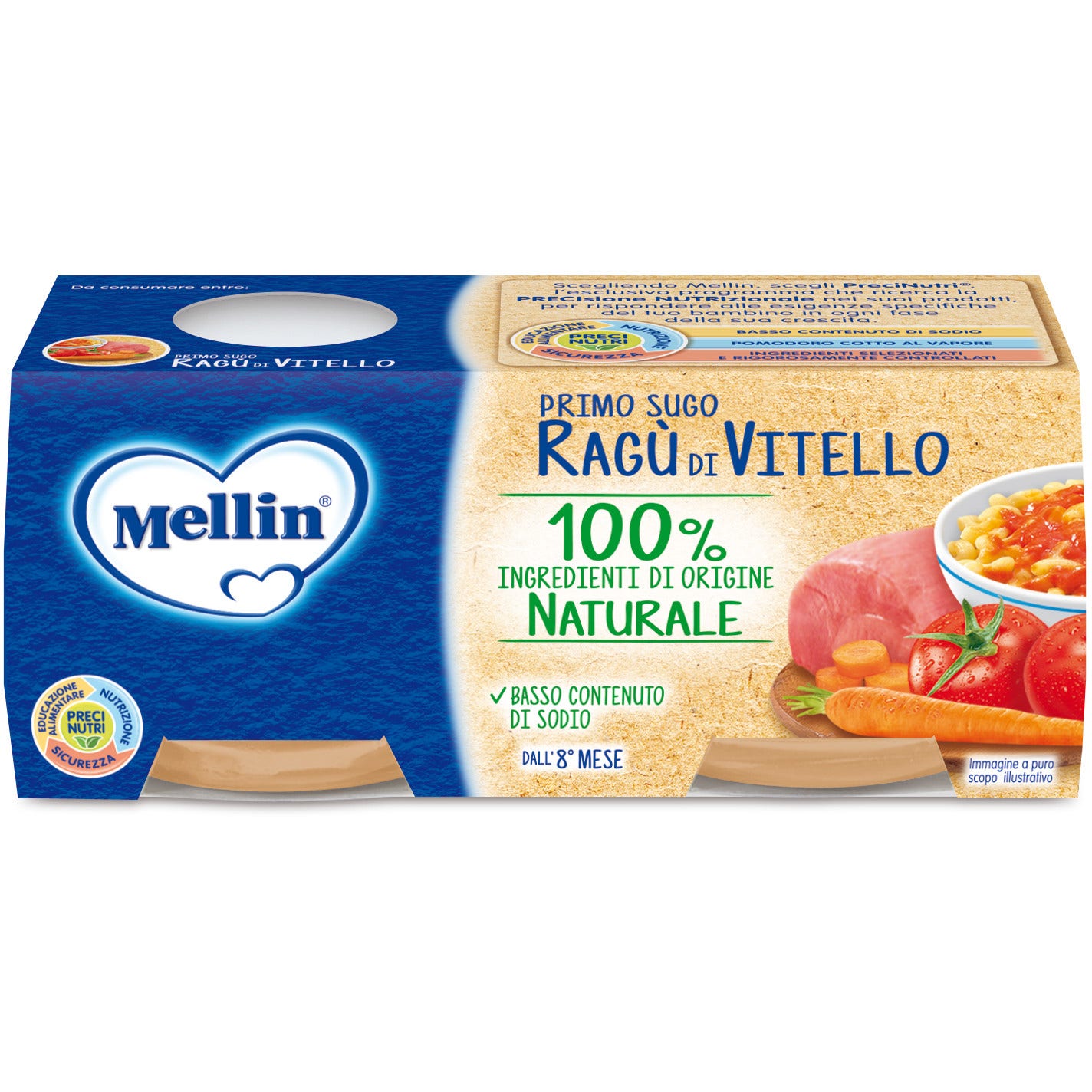 Mellin Primo Sugo Ragù Di Vitello 8M+ 2x80g-2