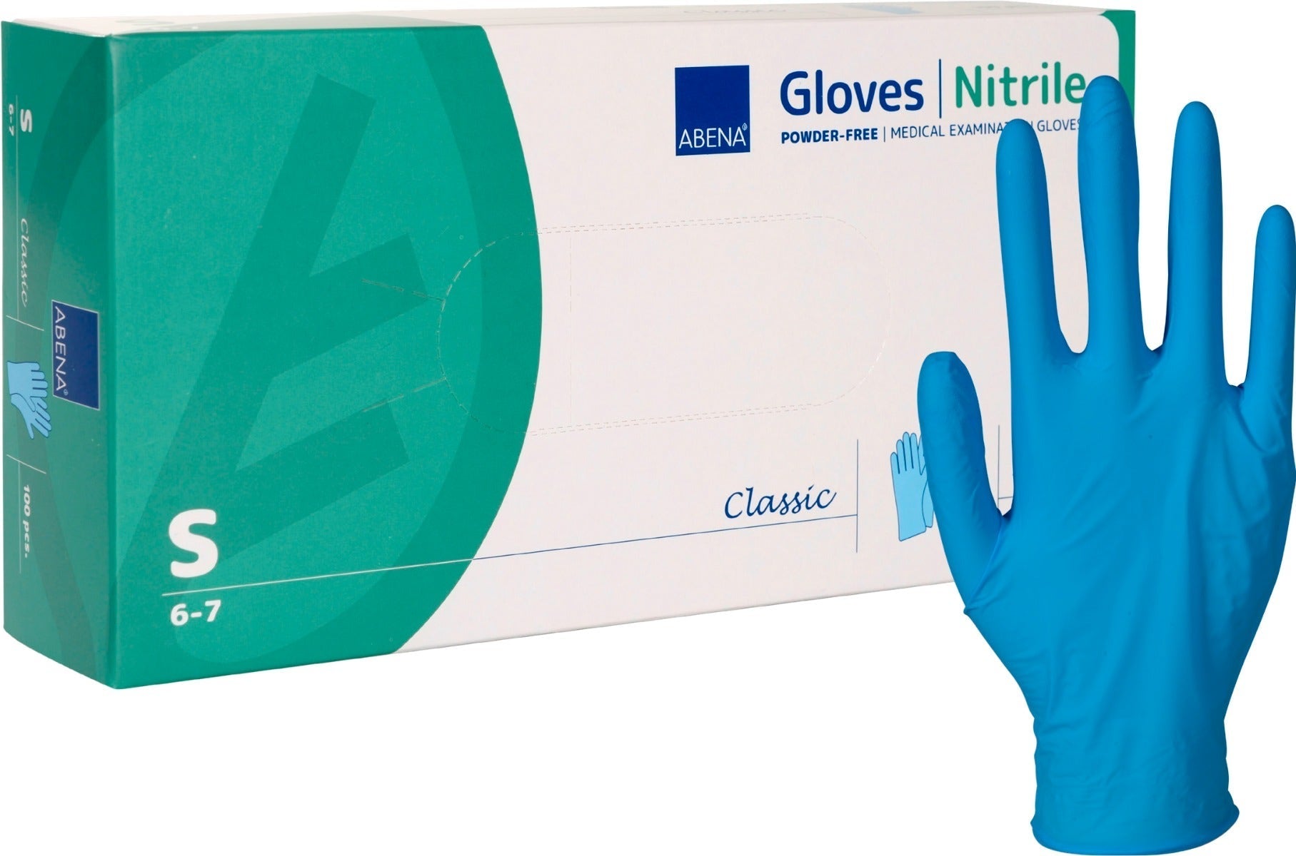 Abena Guante de nitrilo sin polvo azul talla S 100 unidades