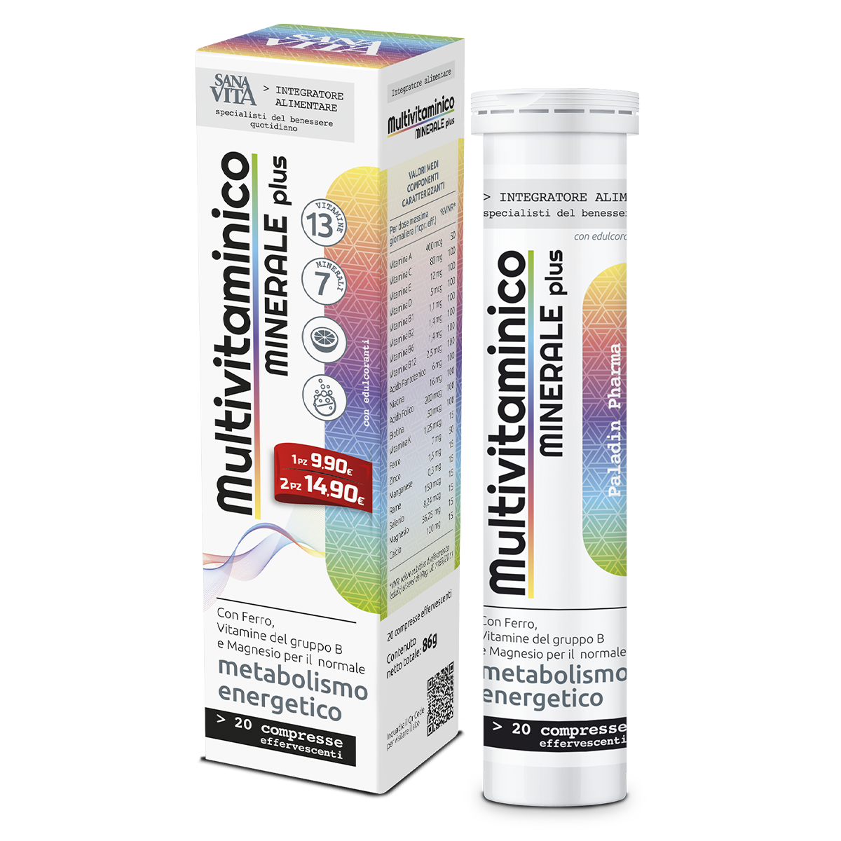 Sanavita Multivitamínico y Mineral Efervescente 20 Comprimidos