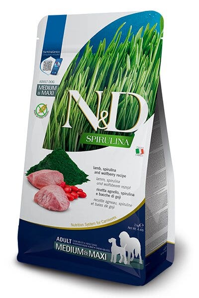 Farmina N&D Dog Medium & Maxi Spirulina Cordero para perros adultos, 7 kg