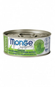 Monge Supreme Comida húmeda de atún con arroz integral/té verde matcha para gatos senior, lata de 80 g