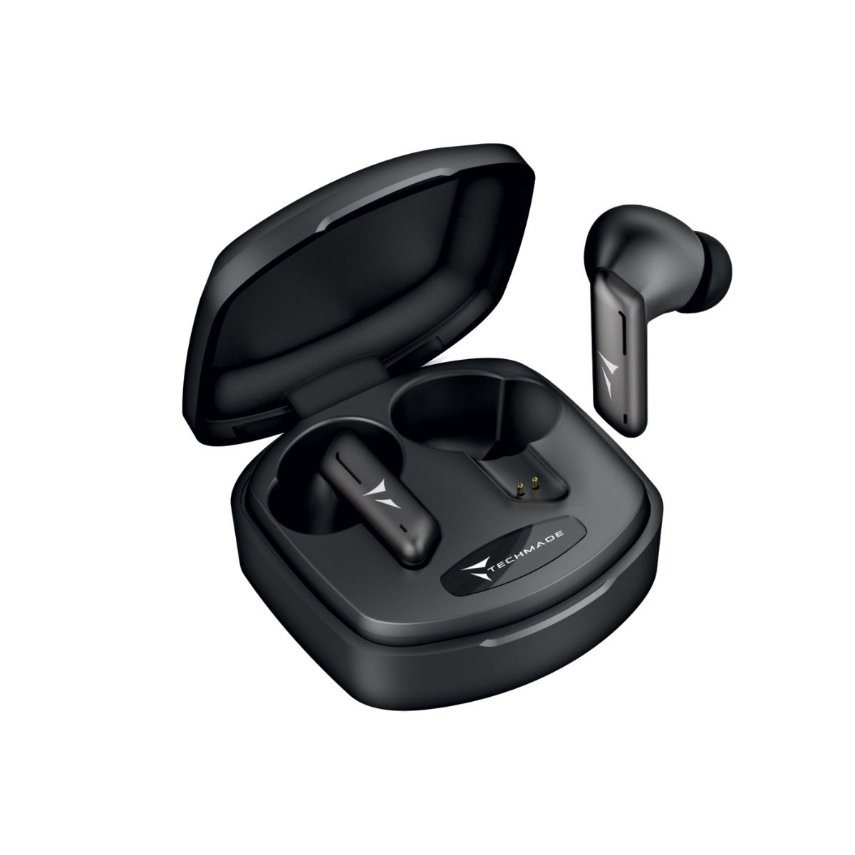 Techmade Auricolari Senza Filo Con Box Di Ricarica Black