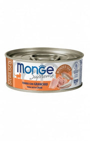 Monge Supreme Comida húmeda de atún con cangrejo para gatos esterilizados, lata de 80 g