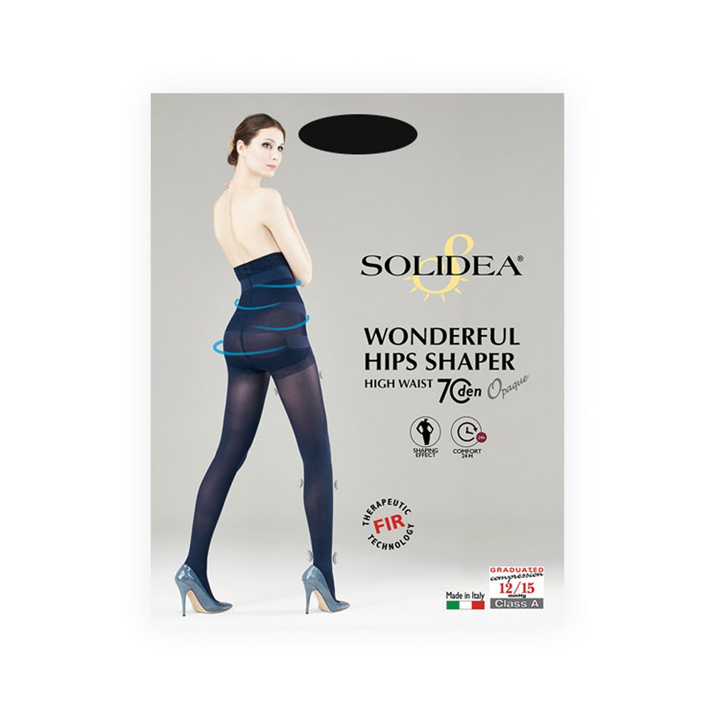 Solidea Wonderful Medias Cintura Alta Moldeadora de Caderas 70 Denier Opaco Negro Talla 3-ML-1